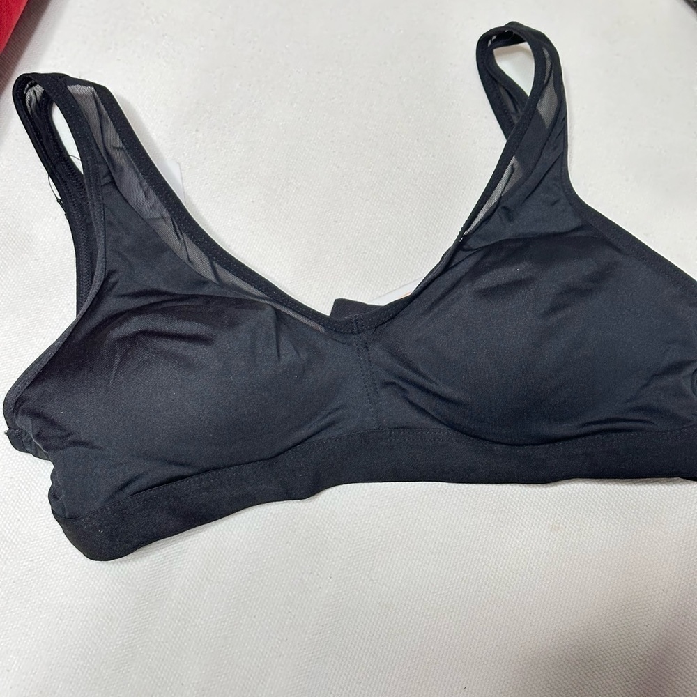 Warner’s Bra Bralette Mesh Black Straps Wireless Small 3509